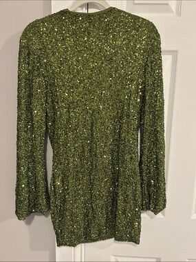 Olive Sequin Long-Sleeve Women's Top